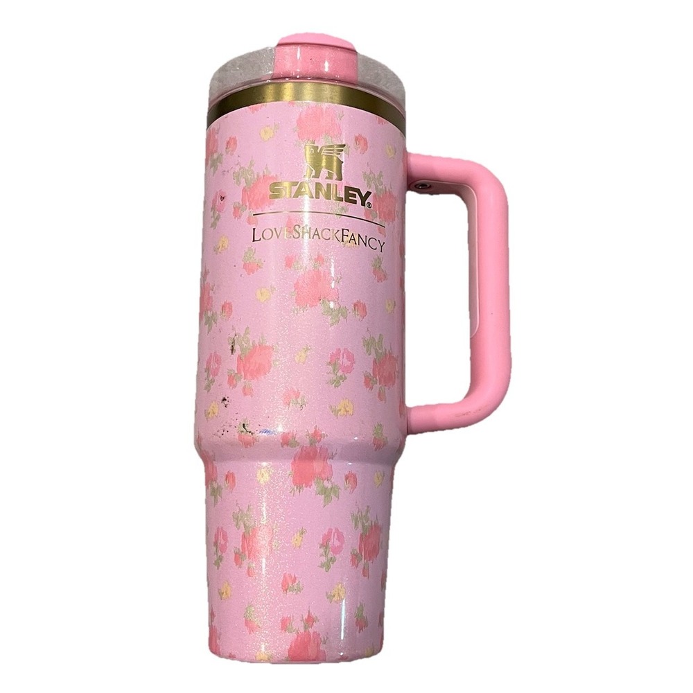 Stanley x LoveShackFancy Pink Floral 30oz Quencher Tumbler Travel Mug No Straw